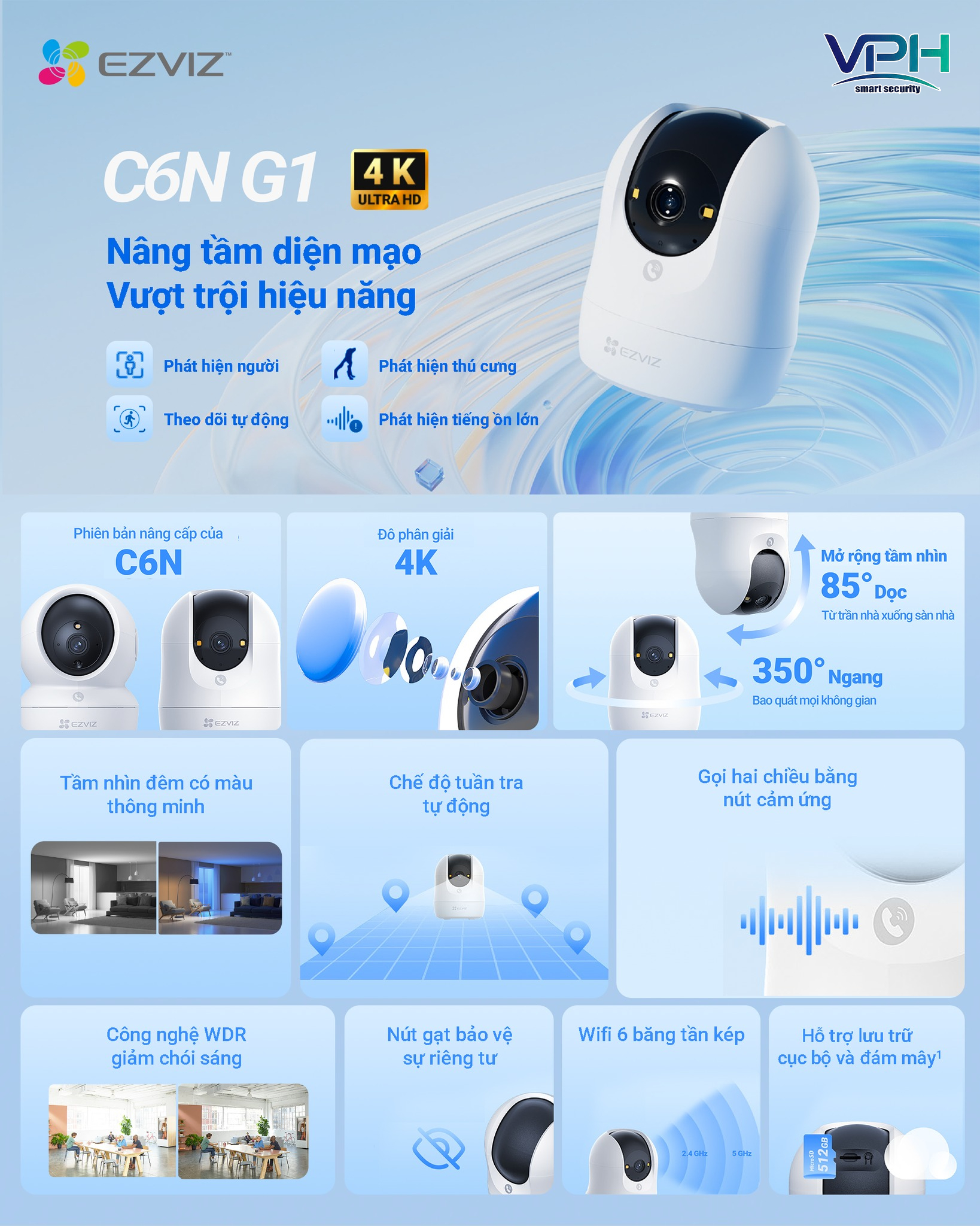 CAMERA WIFI TRONG NHÀ 8MP EZVIZ C6N G1 4K