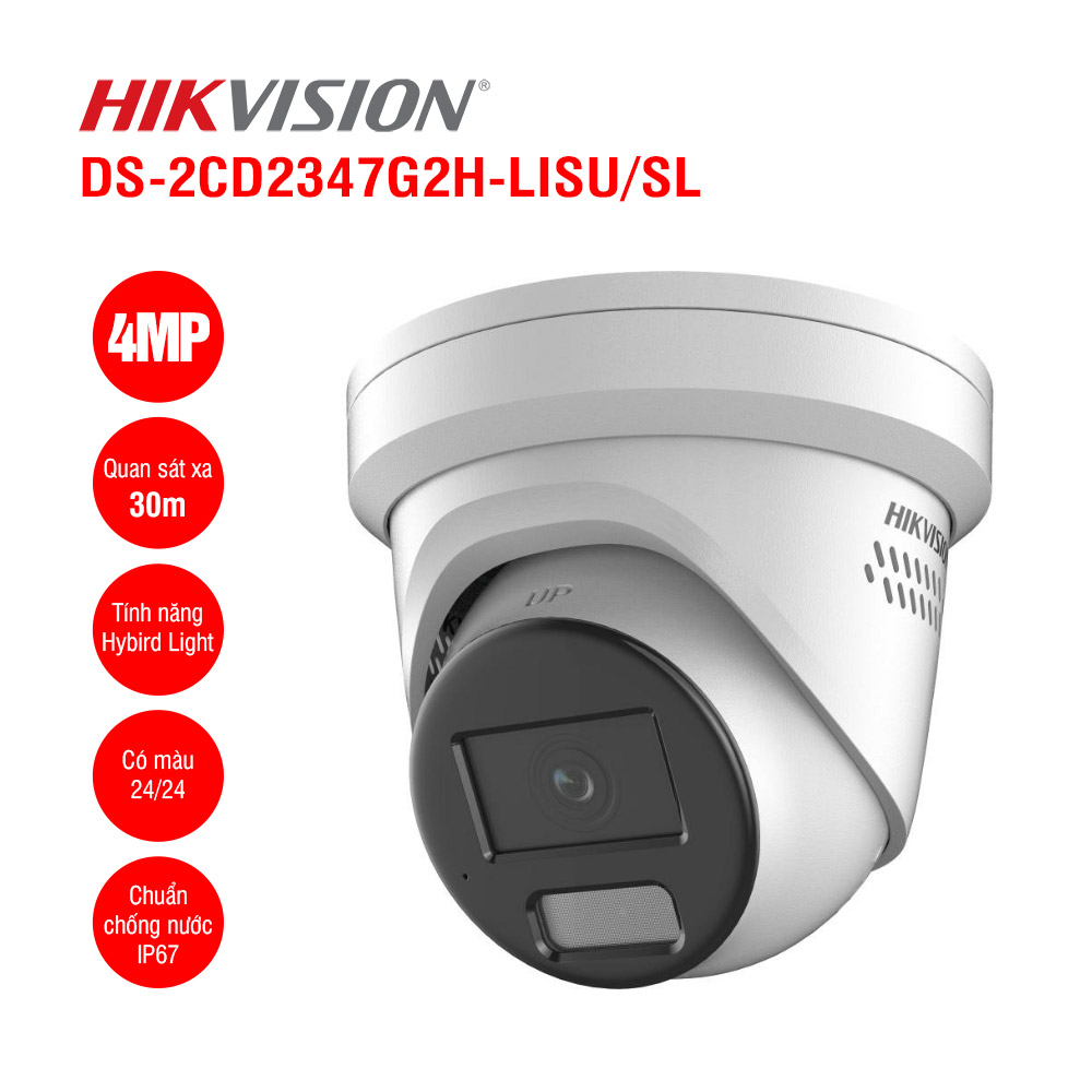 Camera IP ColorVu Turret 4MP HIKVISION DS-2CD2347G2H-LISU/SL