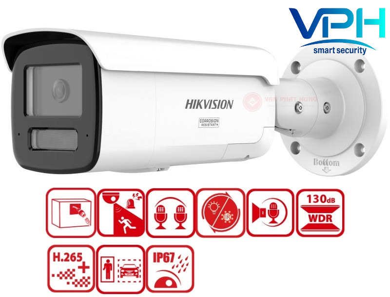 Camera IP ColorVu 3.0 Thân trụ 4MP HIKVISION DS-2CD2T47G3-LIS2UY/SRB