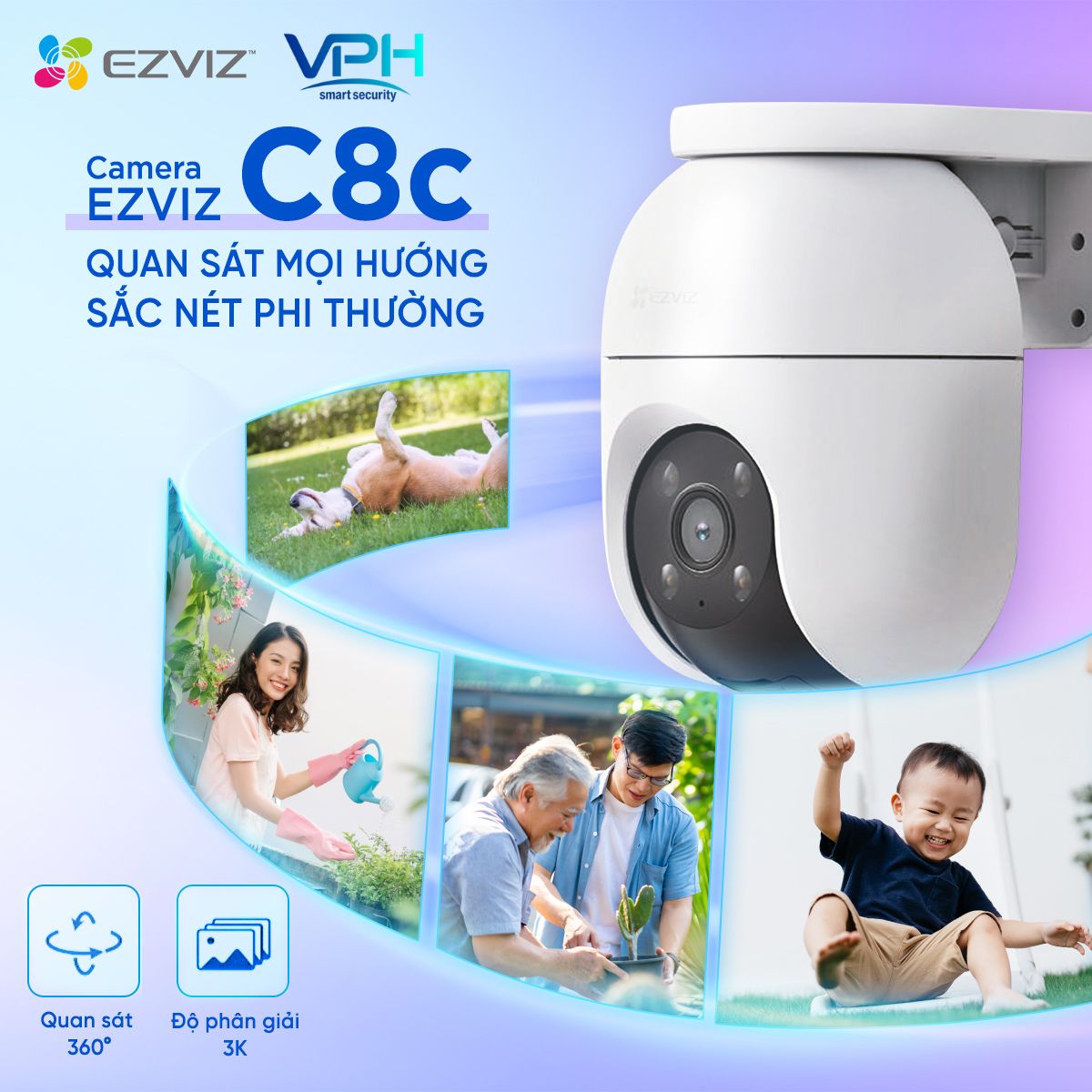 Camera Wifi quay quét ngoài trời 5MP EZVIZ C8C 3K