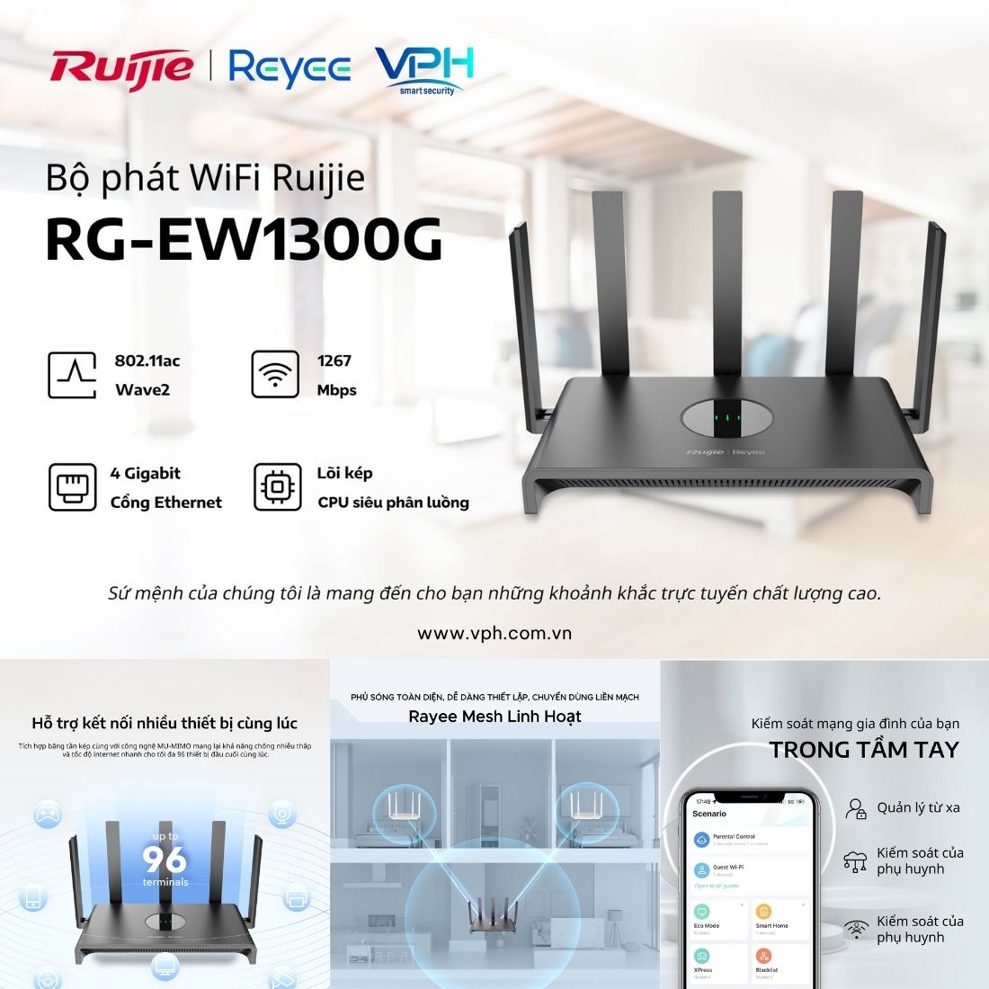 Bộ phát WiFi Gia đình Ruijie RG-EW1300G
